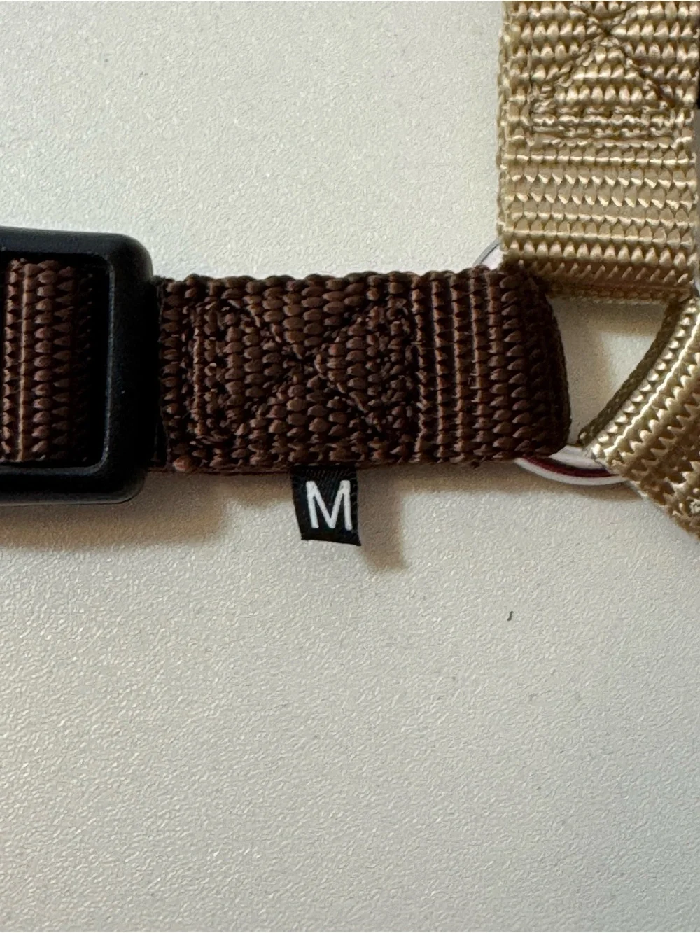 Tan and Brown Dog Harness with Metal D-Ring-  Medium